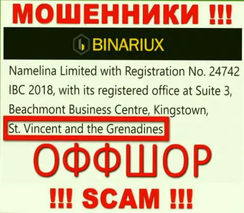 Binariux Net - МОШЕННИКИ, которые зарегистрированы на территории - Saint Vincent and the Grenadines