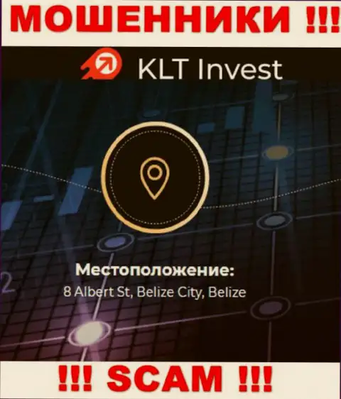 Невозможно забрать назад денежные средства у конторы KLT Invest - они отсиживаются в оффшорной зоне по адресу - 8 Albert St, Belize City, Belize