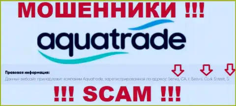Не связывайтесь с мошенниками AquaTrade - облапошат !!! Их адрес в офшорной зоне - Belize CA, Belize City, Cork Street, 5
