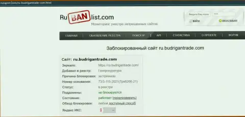 Web-портал Budrigan Ltd в России был заблокирован Генпрокуратурой