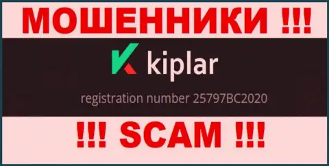 Номер регистрации конторы Kiplar Com, в которую средства лучше не вкладывать: 25797BC2020
