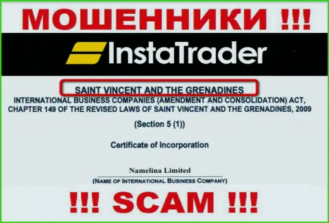 St. Vincent and the Grenadines - это место регистрации конторы InstaTrader Net, находящееся в офшоре
