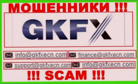 В контактных сведениях, на портале жуликов GKFXECN, указана эта электронная почта