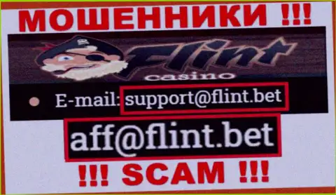 Не пишите на е-мейл мошенников Флинт Бет, предоставленный у них на сайте в разделе контактных данных - это довольно-таки опасно