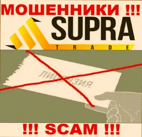 Компания SupraTrade - это ЖУЛИКИ ! На их сайте не представлено сведений о лицензии на осуществление их деятельности