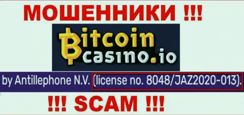 Bitcoin Casino показали на информационном портале лицензию компании, но это не препятствует им отжимать депозиты