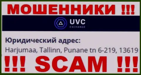 UVC Exchange - это неправомерно действующая контора, которая отсиживается в офшорной зоне по адресу: Harjumaa, Tallinn, Punane tn 6-219, 13619