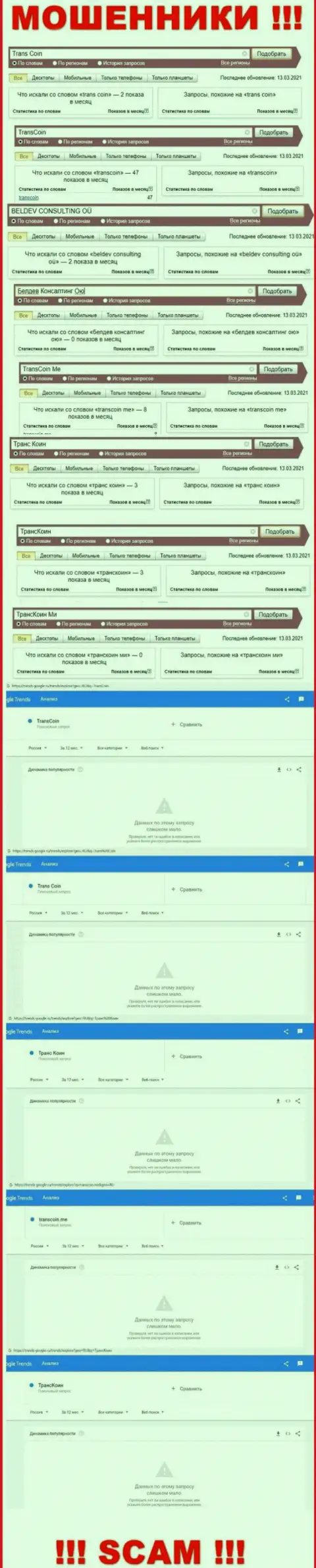 Online-запросы по мошенникам ТрансКоин
