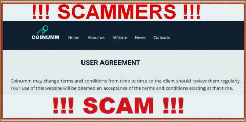 Coinumm Com Fraudsters can change their agreement at any time