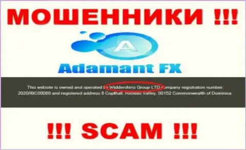Сведения о юридическом лице AdamantFX Io на их сайте имеются это Widdershins Group Ltd