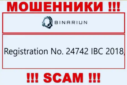 Регистрационный номер конторы Binariun Net, которую нужно обходить десятой дорогой: 24742 IBC 2018