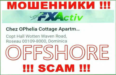 Компания ФИкс Актив указывает на веб-портале, что находятся они в оффшоре, по адресу Chez OPhelia Cottage ApartmentsCopt Hall Wotten Waven Road, Roseau 00109-8000, Dominica
