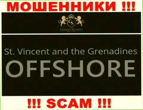 Офшорная регистрация ГолденСтэнли Ком на территории Сент-Винсент и Гренадины, дает возможность обманывать клиентов