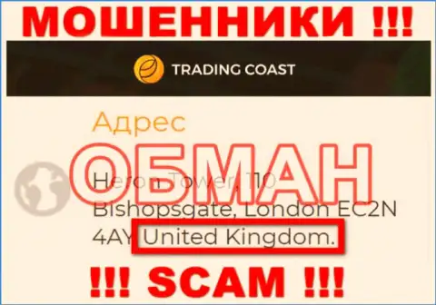 Достоверную информацию о юрисдикции Trading-Coast Com на их интернет-сервисе Вы не сможете отыскать