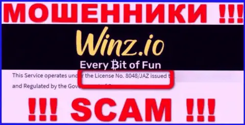 На информационном ресурсе Винз Ио имеется лицензия, но это не отменяет их мошенническую сущность