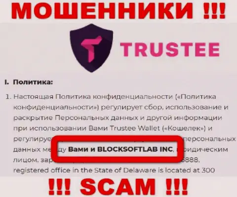 BLOCKSOFTLAB INC владеет брендом Трасти - это ВОРЮГИ !!!