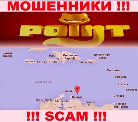 Компания ПоинтЛото Ком зарегистрирована довольно далеко от обманутых ими клиентов на территории Curacao
