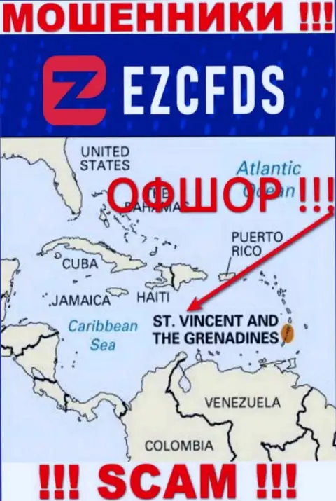 St. Vincent and the Grenadines - оффшорное место регистрации мошенников EZCFDS Com, расположенное у них на web-ресурсе