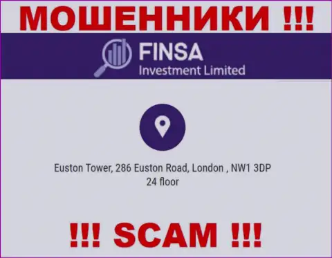 Избегайте работы с Finsa Investment Limited - указанные internet-обманщики засветили липовый официальный адрес