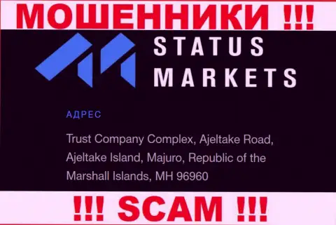 За грабеж людей интернет ворюгам StatusMarkets точно ничего не будет, так как они осели в офшорной зоне: Trust Company Complex, Ajeltake Road, Ajeltake Island, Majuro, Republic of the Marshall Islands, MH 96960