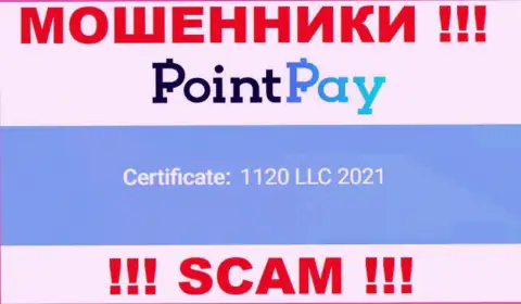 Регистрационный номер Point Pay, который показан мошенниками на их информационном ресурсе: 1120 LLC 2021