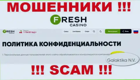 Юридическое лицо интернет кидал Fresh Casino - GALAKTIKA N.V