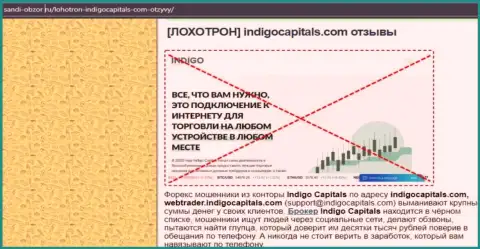 Indigo Capitals это компания, которая зарабатывает на краже финансовых активов своих клиентов (обзор манипуляций)