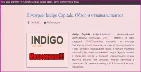 Обзор Indigo Capitals, достоверные случаи обворовывания