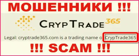 Юридическое лицо CrypTrade365 - это CrypTrade365, такую информацию предоставили мошенники на своем сайте