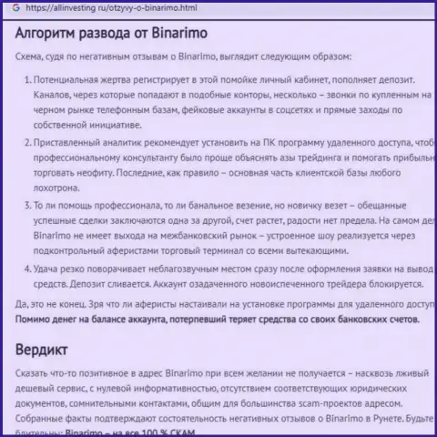 Binarimo - это internet-мошенники, которым средства доверять не стоит ни при каких обстоятельствах (обзор противозаконных деяний)