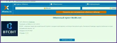 Материал об онлайн-обменнике BTCBit на интернет-сервисе xrates ru