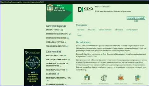 Материал об условиях для трейдинга ФОРЕКС брокерской компании KIEXO, представленный на информационном ресурсе директори финансмагнатес Ком