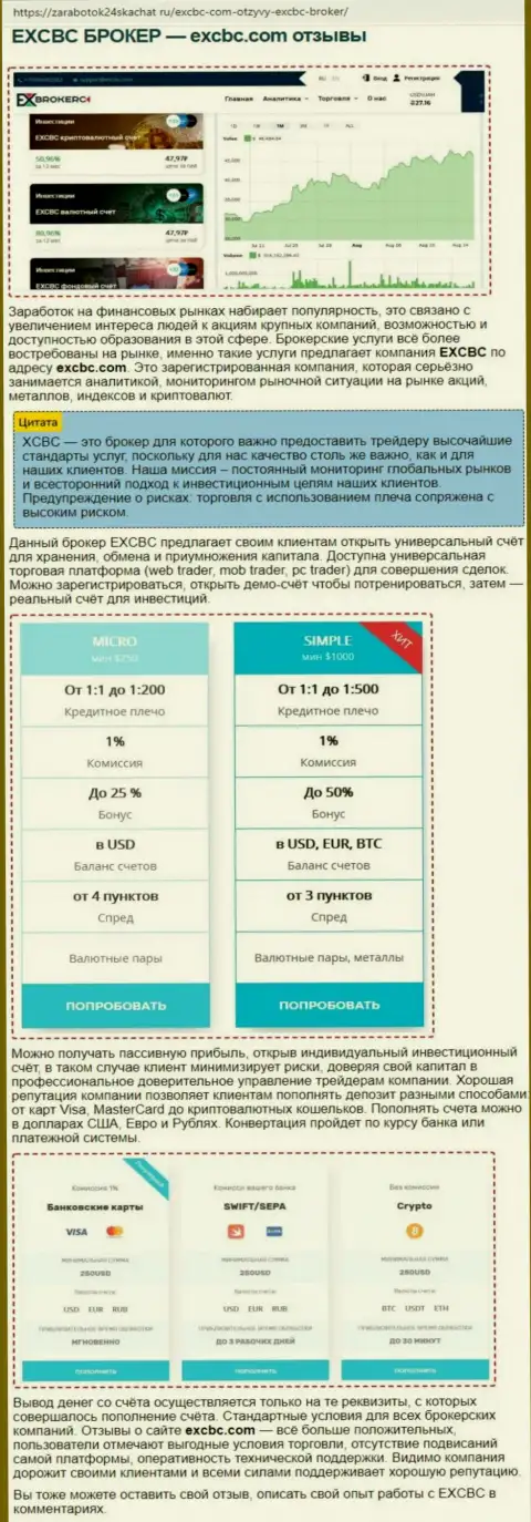 Данные о ФОРЕКС брокерской организации ЕХБрокерс в публикации на сервисе zarabotok24skachat ru