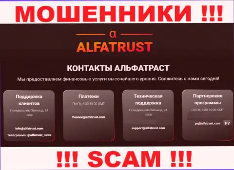 Предупреждаем, не торопитесь писать на электронный адрес аферистов AlfaTrust Com, можете лишиться средств