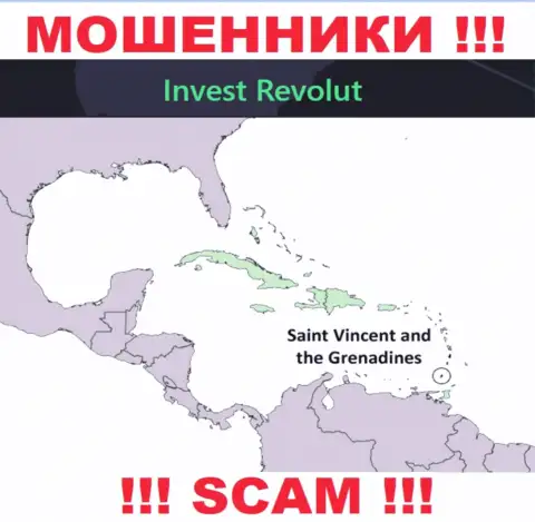 Инвест Револют базируются на территории - St. Vincent and the Grenadines, избегайте взаимодействия с ними