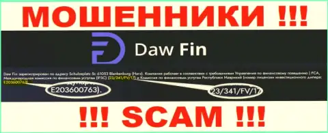 Номер лицензии Дав Фин, у них на сайте, не поможет сохранить ваши денежные средства от кражи