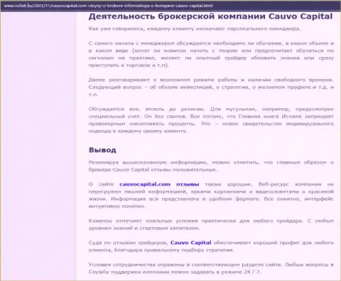 Брокер CauvoCapital был представлен в публикации на web-сайте Nsllab Ru