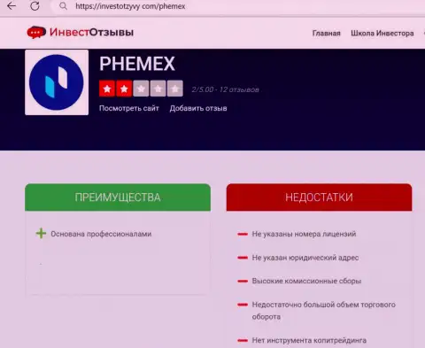PhemEX - это МОШЕННИКИ ! Условия торгов, как замануха для доверчивых людей - обзор
