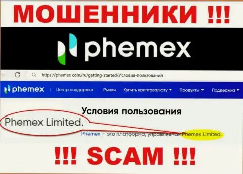 Пхемекс Лимитед - это руководство преступно действующей организации PhemEX